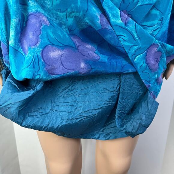 Vintage Spenser Jeremy Floral Print Silk Mini Faux Wrap Cocktail Dress - Picture 13 of 15